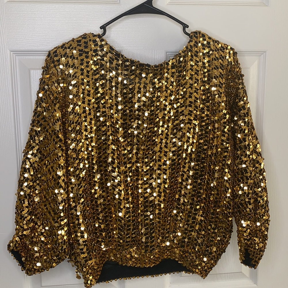 Vintage Gold Sequin Blouse